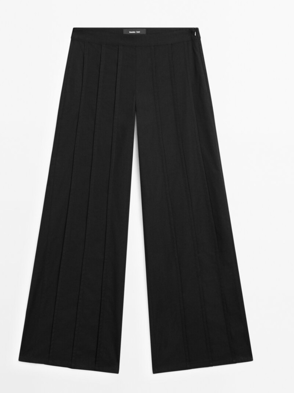 Massimo Dutti NWT black wide leg trousers with visible seams 5055/856